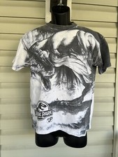 Vtg 93 Jurassic Park AOP Single Stitch Shirt XL 18-20 TRex claw attack USA