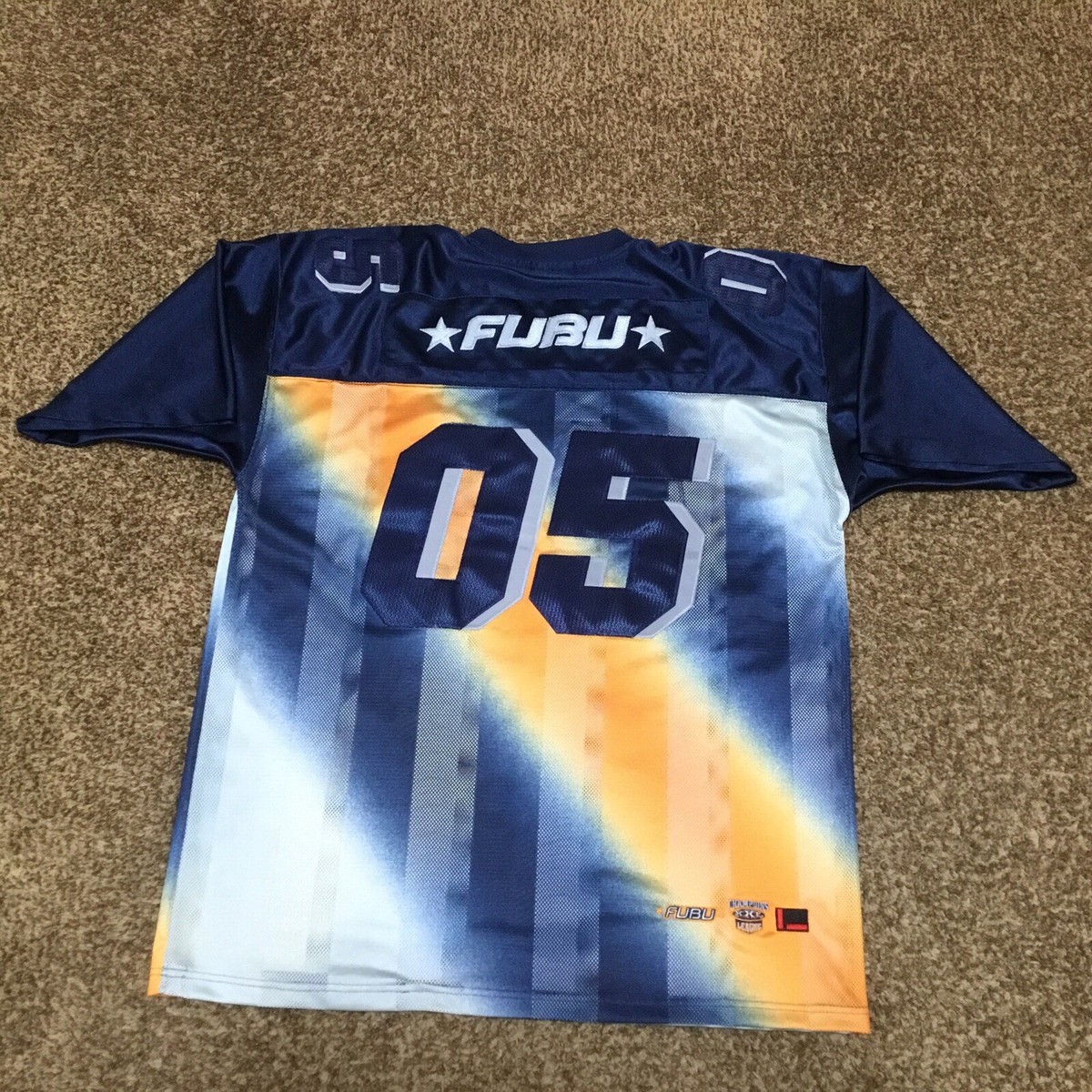 Vintage Fubu Sports Collection Jersey Blue Orange Mens Size