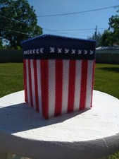 handmade plastic canvas tissue box cover 4th July