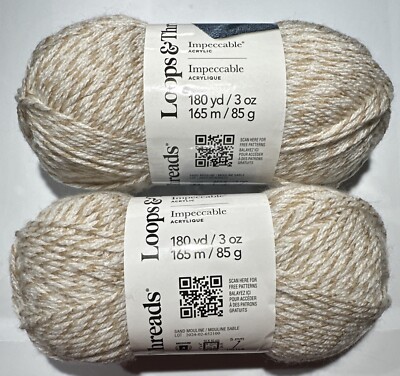 LOT of 2 IMPECCABLE in SAND MOULIN by LOOPS & THREADS 180yds 3oz