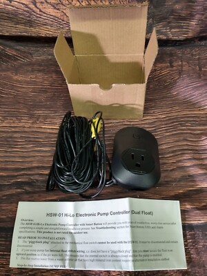 Hi-Lo & Sump Pump Controller w/ Dual Float Switch & Overload Protection (Black)