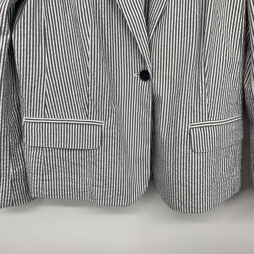 J.Jill Blazer Damen Größe M Seersucker Streifen Einknopf Baumwolljacke - Bild 8 von 13