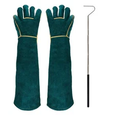 Animal Handling Gloves Leather Padding Dog Cat Scratch Protection Grabbing Glove