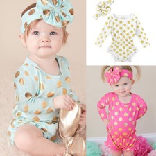 Newborn Baby Girl Clothes Tasselled Long Sleeve Romper Headband Summer Outfit