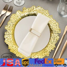 24pcs 13" Chargers Plate Round Plastic Reef Salad Plate for Wedding Dinner Decor