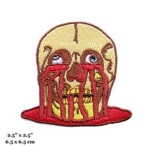 Skull Skeleton Face Bleeding Eyes Embroidered Iron On Patch