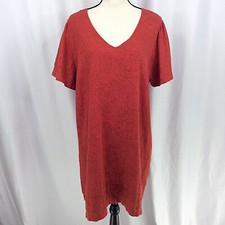 Nicole Miller Women's XXL Red Shift Dress Linen Blend Short Sleeve Original