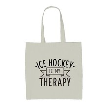 Ice Hockey Is My Therapy - Canvas Tote Bag - Player Puck Icehockey Funny Love