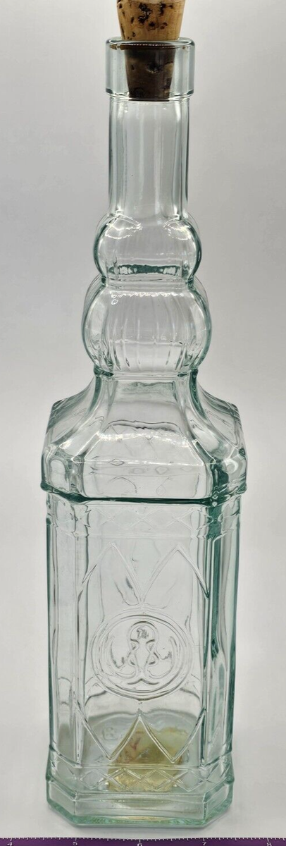 Vetreria Etrusca SQUARE VINTAGE-STYLE GLASS BOTTLE WITH CORK