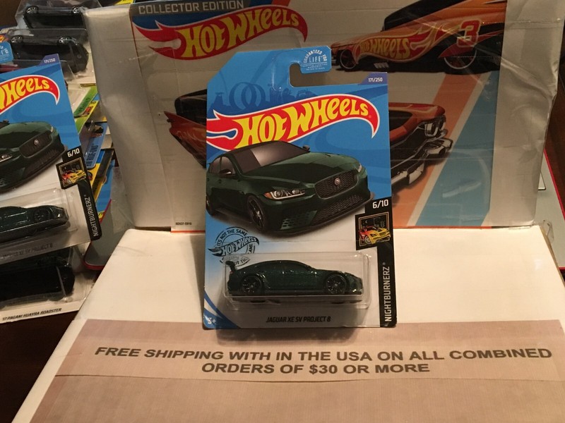 HOT WHEELS JAGUAR XE SV PROJECT 8 NIGHTBURNERZ 6/10 GREEN VHTF!!