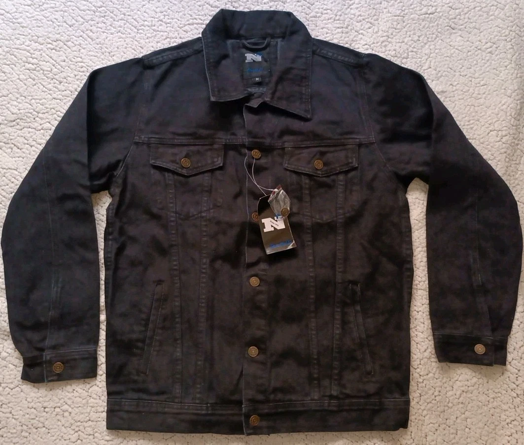 North15 Gear Men's Denim Jacket Size M Button Closure Pockets Black Vtg /558