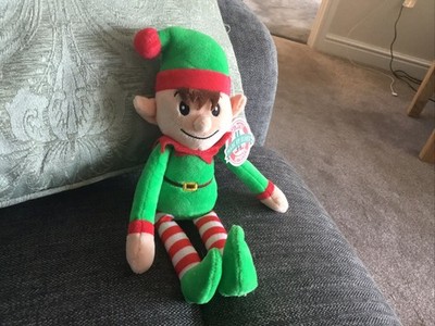 Elfe weiches Plüschtier 30 cm groß TJM Weihnachten grün rot weiß
