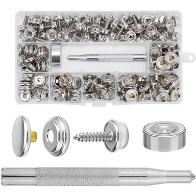 Stainless steel snap fasteners, screw set for tents, furniture, and sails, 15mm