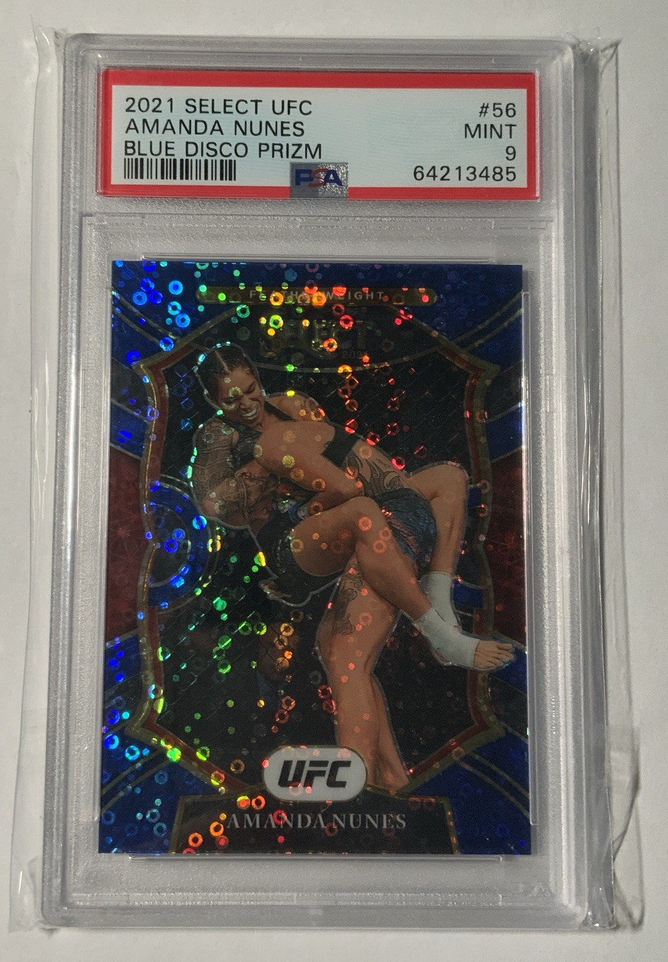 2021 Panini Select UFC - Concourse Amanda Nunes #56 Blue Disco Prizm /99 PSA 9