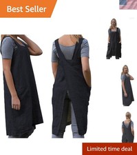 Women's Practical Cross Back Pinafore Apron with Large Pockets Home Kitchen,R...