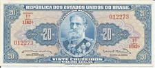 BRAZIL 1955-1961  20 CRUZEIROS Banknote Cir., # 26
