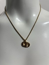 Vtg Christian Dior Gold CD Logo Necklace