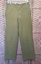 Vintage WWII Wool US Army Field Trousers Green Military Pants Button Fly 30X30