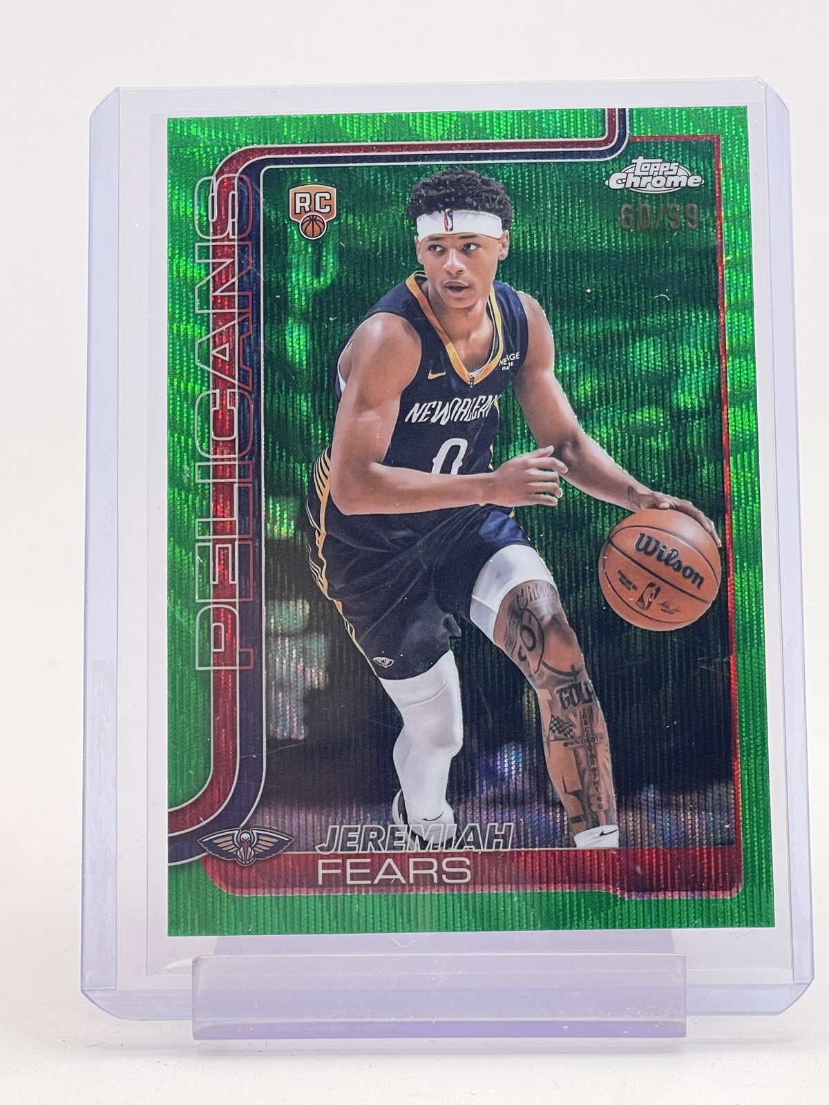JEREMIAH FEARS 2025-26 TOPPS CHROME ROOKIE GREEN WAVE REFRACTOR /99 #257 Q6383