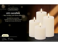Lumineo Led Wachskerzen 4Er-Set Weiß, Batteriebetrieben