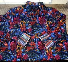 Robert Graham Bright Floral Rushton Flip Cuff Button Shirt Hawaiian sz Large
