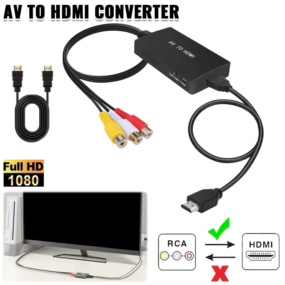 RCA to HDMI Converter, Analog Composite to HDMI Adapter Compatible