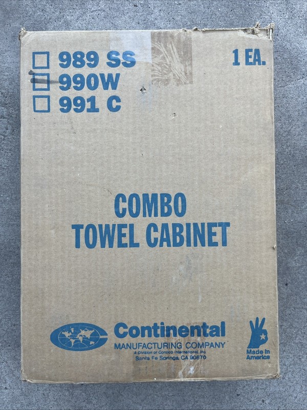 Continental Combo Towel Cabinet 990W White Metal Fold Towel Dispenser NEW IN BOX
