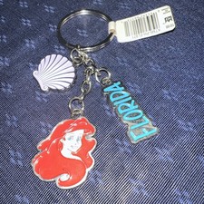 Disney Ariel Keychain Key Ring Metal Dangle Charms Seashell Florida