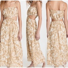 Revolve Faithfull the Brand Celina Tie Dye Midi Dress Stone Cutout Sundress 12