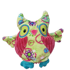 Douglas Cuddle Toys Green Pink Peace Flowers Owl Plush Soft Toy 2012 8" Stuffed