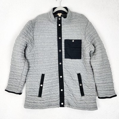 Duluth Trading Jacket Mens Large Gray Flintlock Full Snap Front Mock Neck Casual