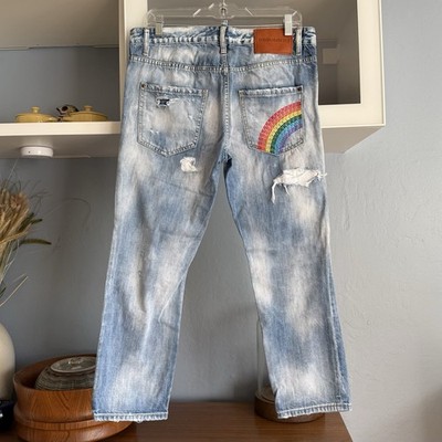 Dsquared2 Cool Girl Cropped Jean Low Rise Distressed Rainbow Size 42