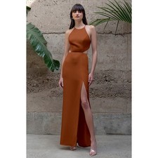 JENNY YOO 'Kendra' Satin Gown in Copper Bronze NWT US 2