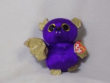 Ty Beanie Boos Big Eyes Plush “Count” The Bat Purple Gold Glitter 6" With
