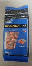 IDEAL In-Sure 3-Port Wire Connectors Orange Push-In 12-20 AWG 100-Pack