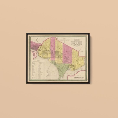 Vintage Maps - Washington DC City Plan - Art Print on Paper or Canvas