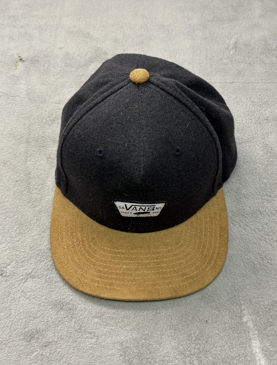Vans Hat Cap Snap Back Black Brown Patch Mens Woo… - image 1