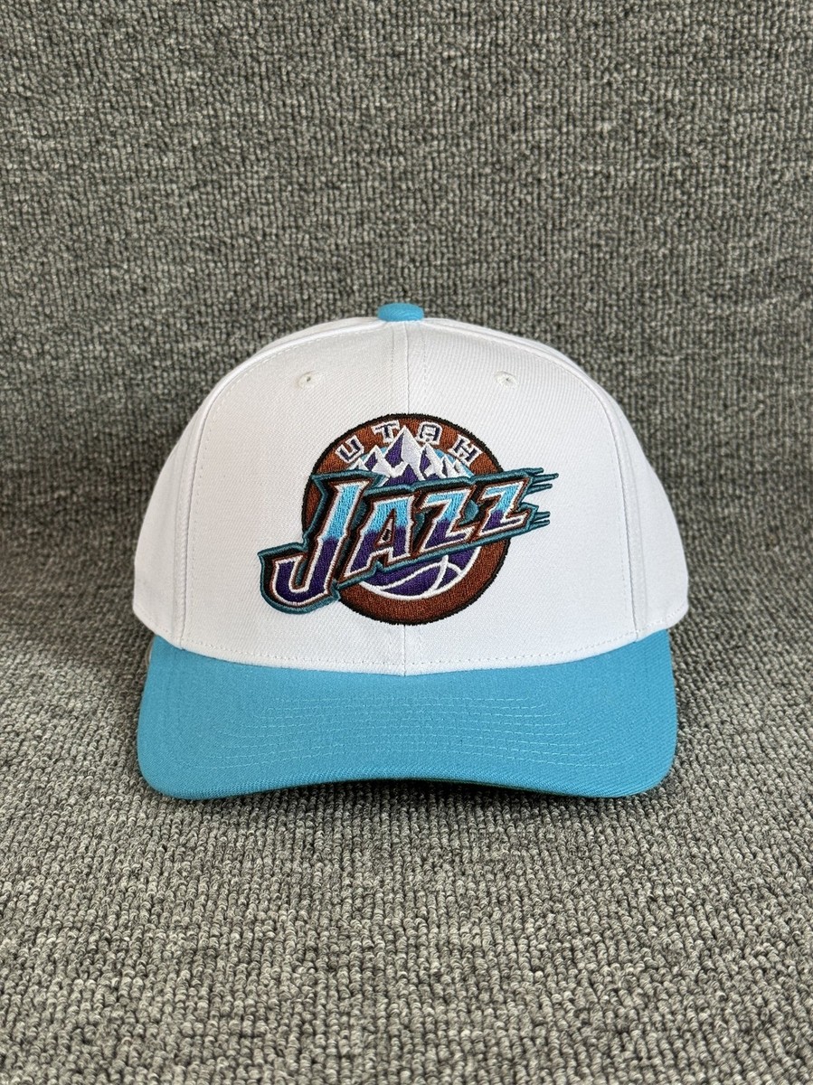 Mitchell & Ness Utah Jazz Retro Snapback Hat White Teal NBA Cap