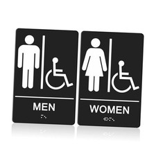 ADA Braille,9 x 6 Inches Restroom Signs with Self Man and Women Bathroom Signs