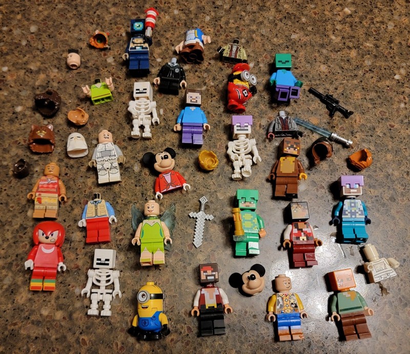 Lego Mini Figs Lot & Accessories All Shown Disney Minecraft Minions & More As-Is