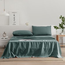 EVERLY Linen Sheets King Size,100 Stonewashed Pure French Linen Sheets 16Inc...
