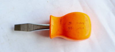 3.25'' Snap-on SSD1 Stubby Screwdriver w Orange Plastic Handle / Mt Top Tools