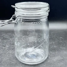 Vintage Le Parfait "Super" 1 Liter Glass Canning Jar w/ Wire Lid & Gasket France