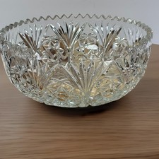 Antique 1900s American Brilliant Cut Glass Crystal Large Bowl 8