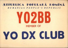 QSL radio card YO2BB 1964 Bucharest Romania USSR George Large Letters