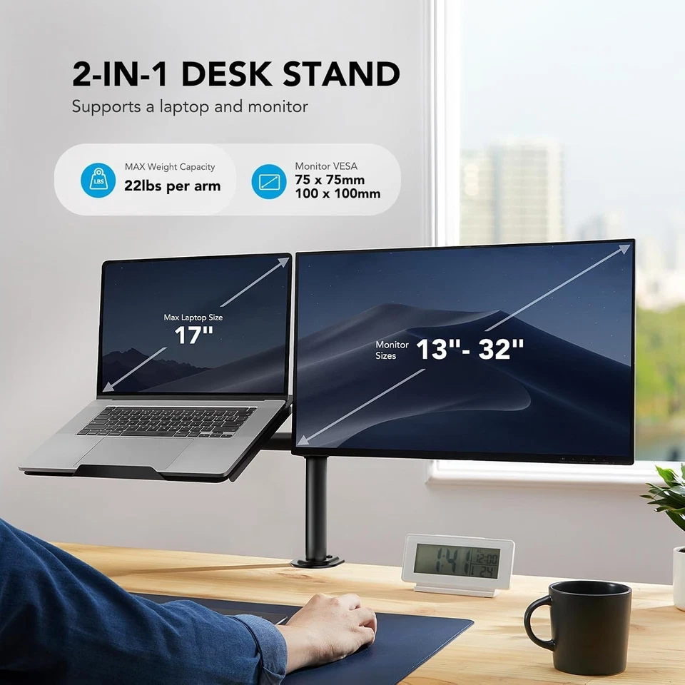 Adjustable Desk Mount for 32" Monitor & 17" Laptop - Image 4 of 4