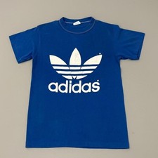 Vintage 80s Adidas Trefoil Shirt Double Sided Cotton Sportswear Size Medium