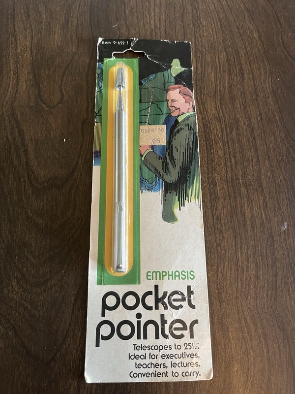 Vintage Emphasis Pocket Pointer Telescopic Metal Pen, Arrow Clip NOS