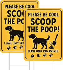 No Dog Poop Signs for Yard, 2 - Pack 13" X 9.5" Clean up after Your Dog Signs, P