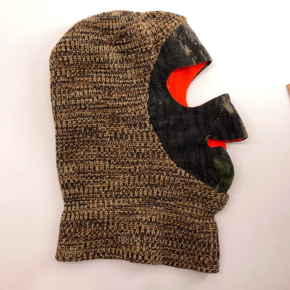 Retro camo knit reversible blaze orange winter hunting ski mask